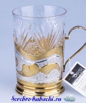 Серебряный подстаканник с позолотой 5