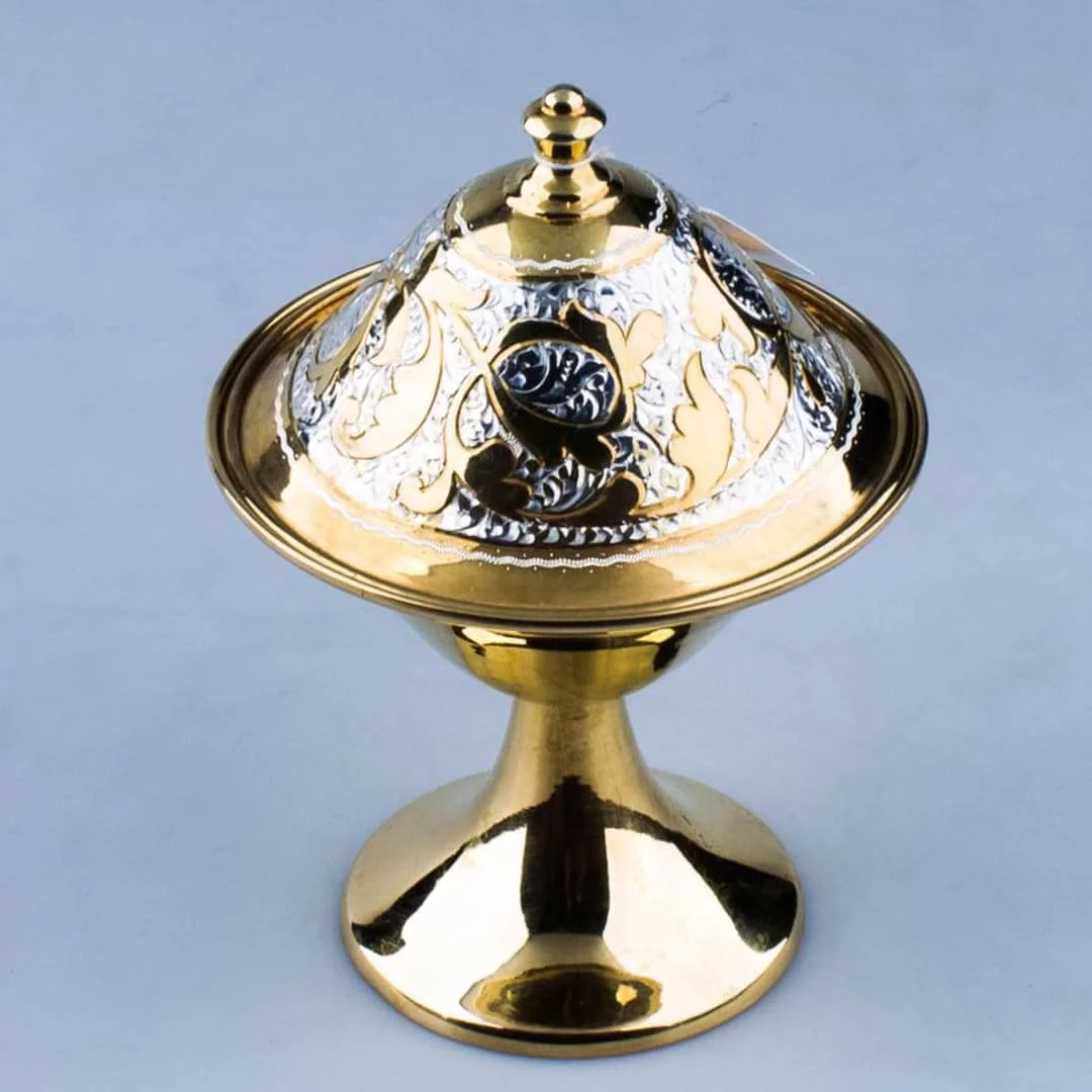 позолоченная серебряная икорница