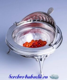 серебряная икорница шар