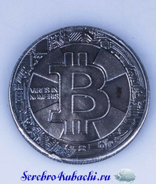 сувенирная серебряная монета биткоин