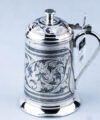 серебряная пивная кружка с крышкой