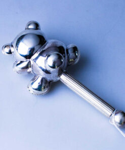 серебряная погремушка медвежонок