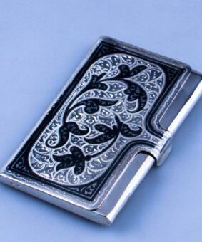 Серебряная визитница Кубачи 9