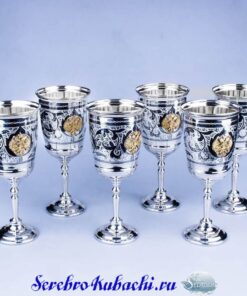 набор серебряных бокалов герб россии