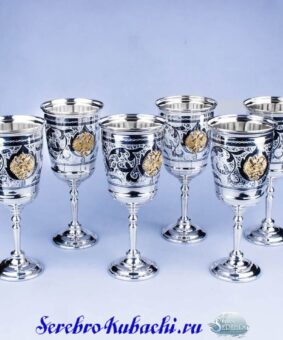 набор серебряных бокалов герб россии
