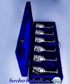 набор серебряных бокалов герб россии