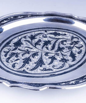 серебряный кубачинский поднос