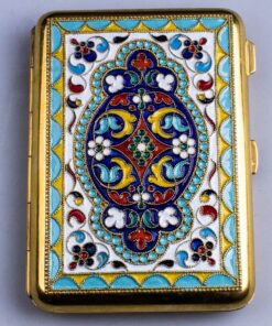 серебряный портсигар с эмалью