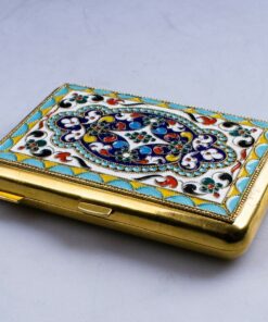 серебряный портсигар с эмалью