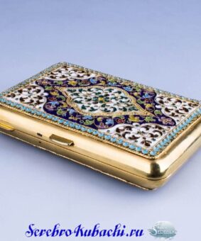 портсигар серебряный с эмалью