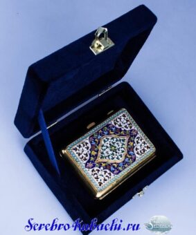 портсигар серебряный с эмалью