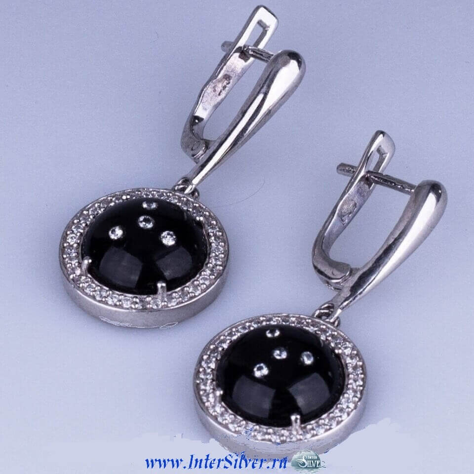 Серебряные серьги с агатом.925* Всего за 2800 рублей!