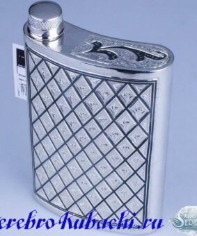 Серебряная фляга шикарный серебряный подарок мужчине 12 серебряная фляжка кубачи