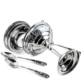 серебряная икорница с логотипом