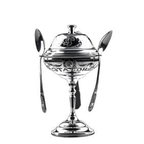 серебряная икорница с логотипом