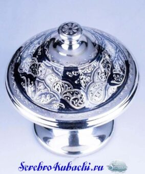 серебряная икорница кубачи