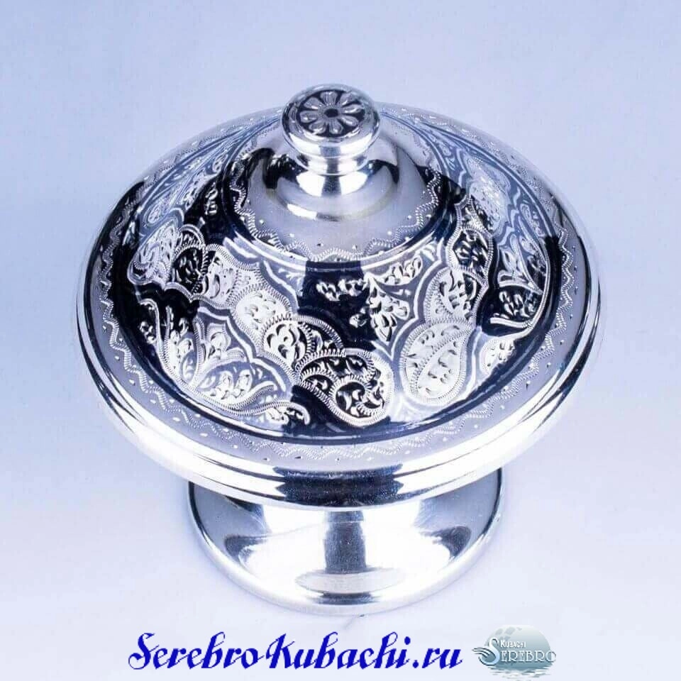 серебряная икорница кубачи