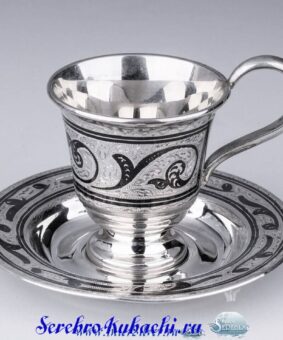 Серебряный кофейный набор Кубачи 7 серебряная кофейная пара
