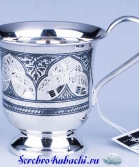 Подарок мужчине серебряная кружка Кубачи 2