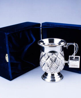 серебряная кружка алмазная грань с футляром