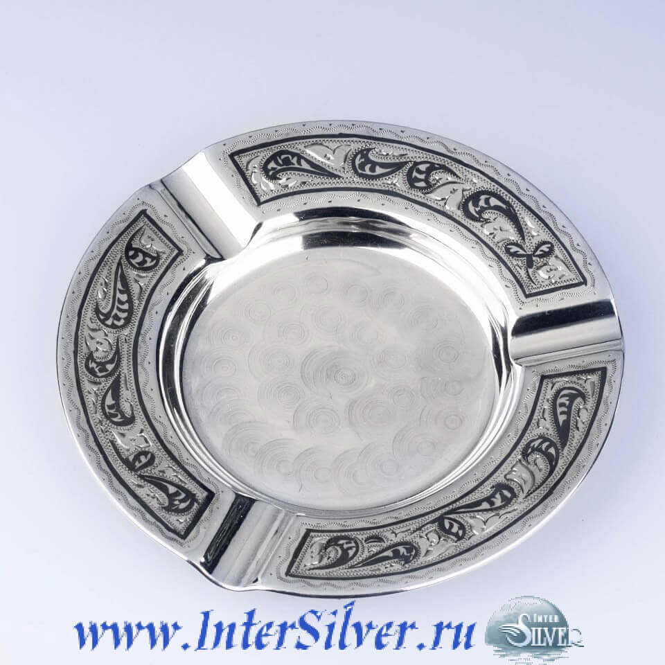Серебряная пепельница "Кубачи".875 * Низкая цена 9500 рублей!