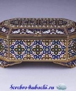 Серебряная шкатулка с эмалью "Кубачи" 7 серебряная шкатулка с эмалью