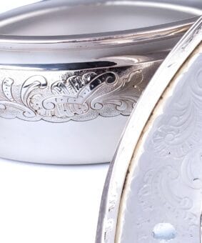 Серебряная тюрина блюдо для горячего