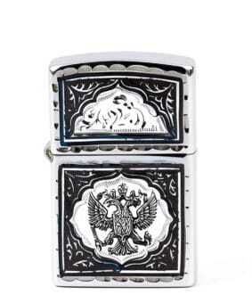 Серебряная зажигалка зиппо