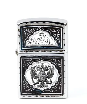 Серебряная зажигалка зиппо