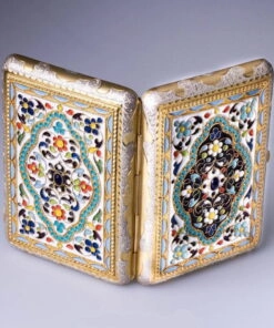 серебряный портсигар c эмалью