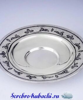 Чайная пара серебро Кубачи 6 серебряное блюдце