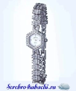 серебряные часы с фианитами