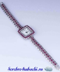 часы серебряные с рубинами