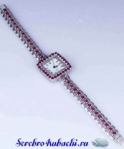 часы серебряные с рубинами