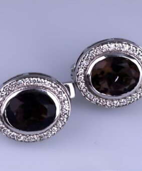 серьги с раухтопазом в серебре