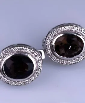 серьги с раухтопазом в серебре