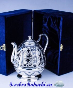 серебряный большой заварочный чайник