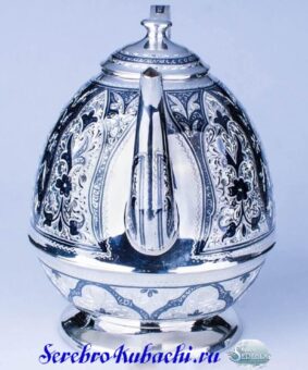 серебряный большой заварочный чайник