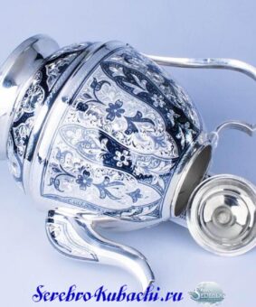 серебряный большой заварочный чайник