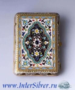 серебряный эмалевый портсигар