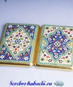 серебряный эмалевый портсигар