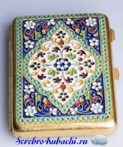 серебряный эмалевый портсигар