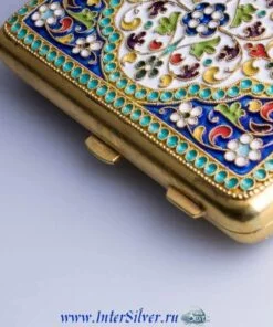 серебряный эмалевый портсигар