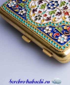 серебряный эмалевый портсигар