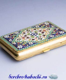 серебряный эмалевый портсигар