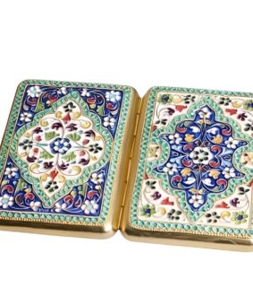 серебряный эмалевый портсигар