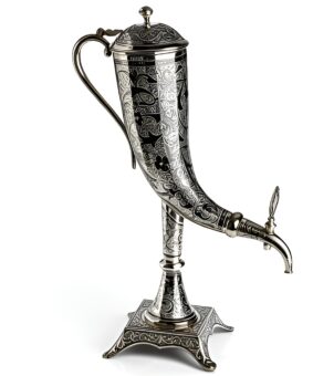 серебряный графин рог