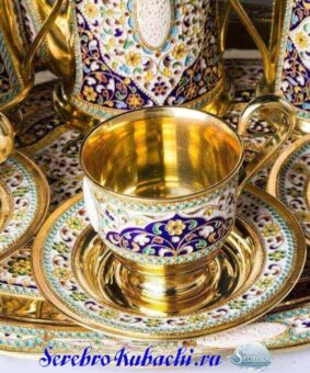 серебряный сервиз с эмалью