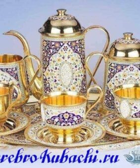 серебряный сервиз с эмалью