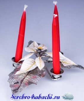 серебряный подсвечник на три свечи